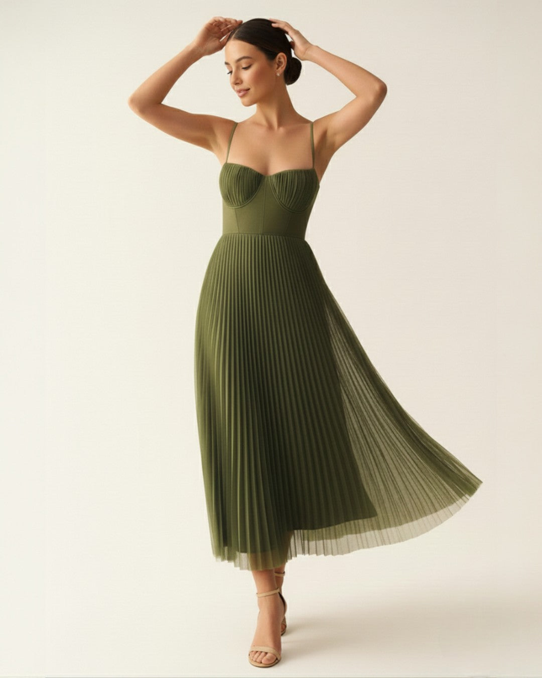 Pleated Midi Dres