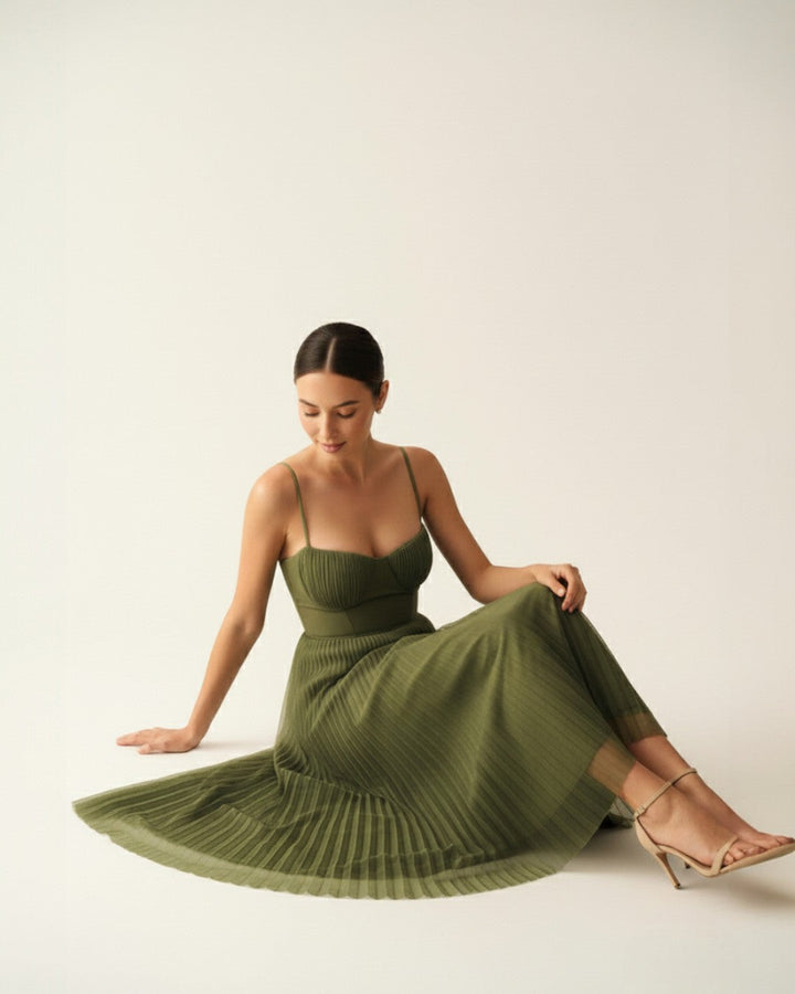 Pleated Midi Dres