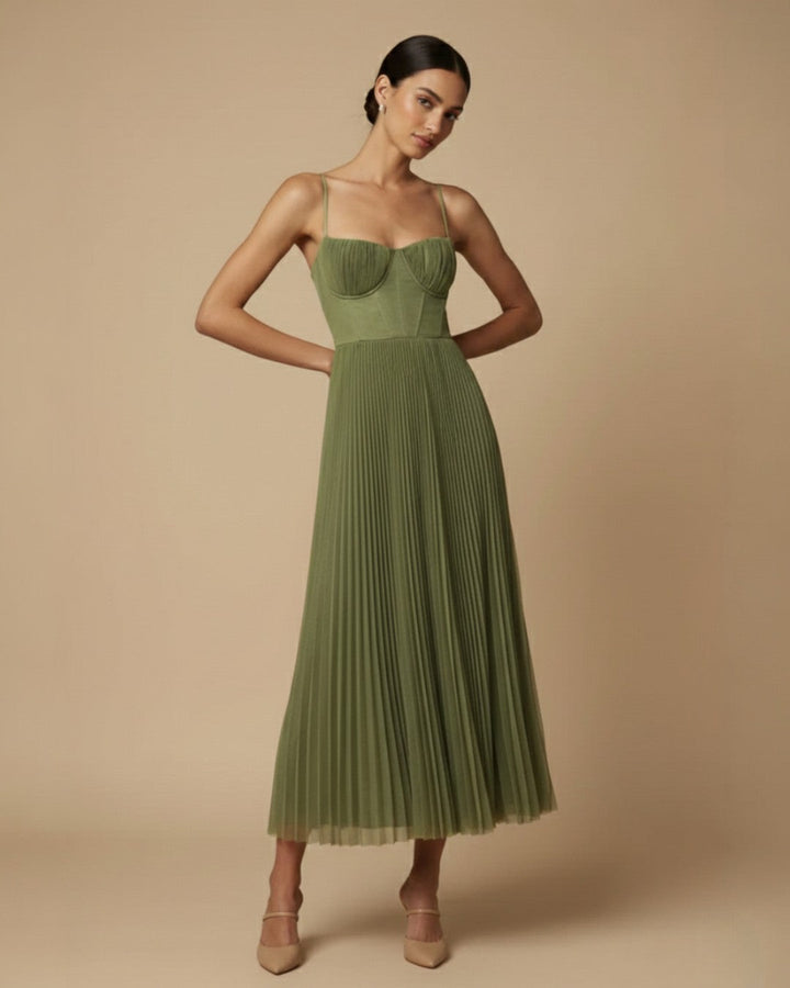 Pleated Midi Dres