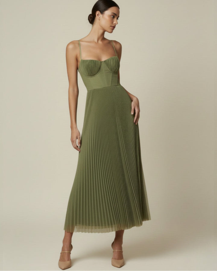 Pleated Midi Dres