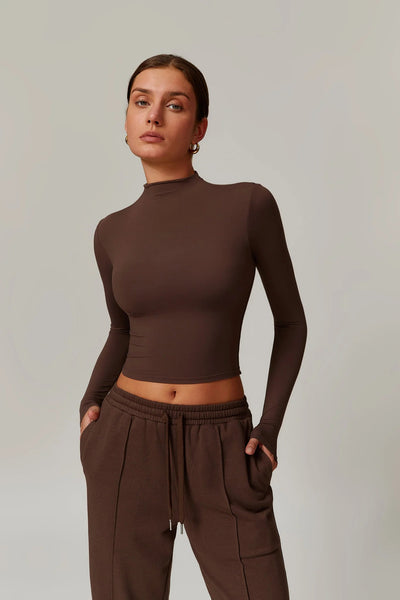 Giulia Long Sleeve Top | Cocoa
