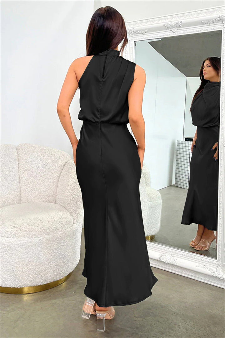 Satin Cowl Neck Maxi Dress