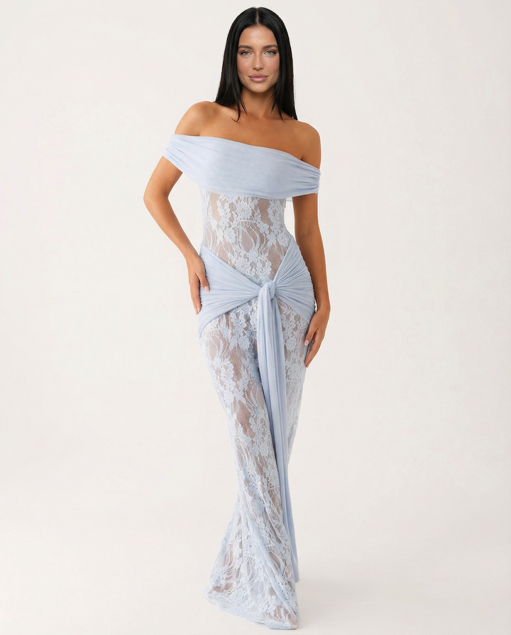 Off-Shoulder Lace Maxi Dress