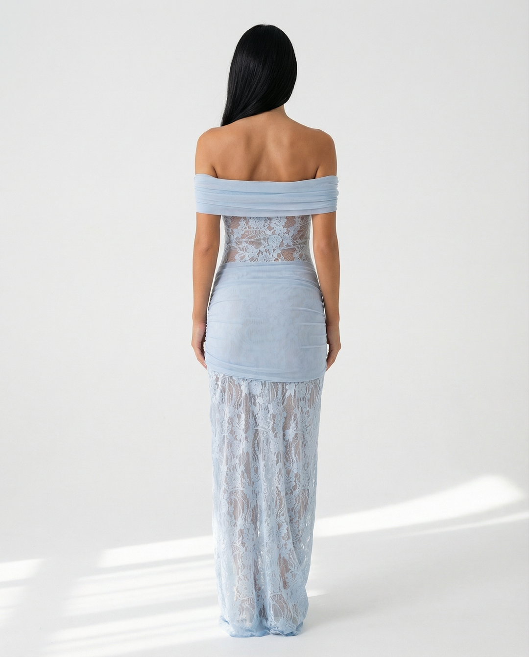 Off-Shoulder Lace Maxi Dress