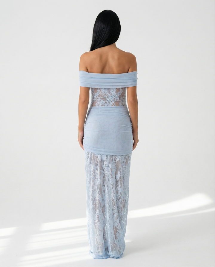 Off-Shoulder Lace Maxi Dress