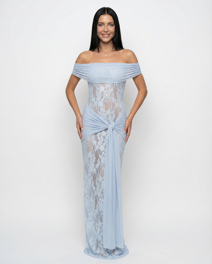 Off-Shoulder Lace Maxi Dress