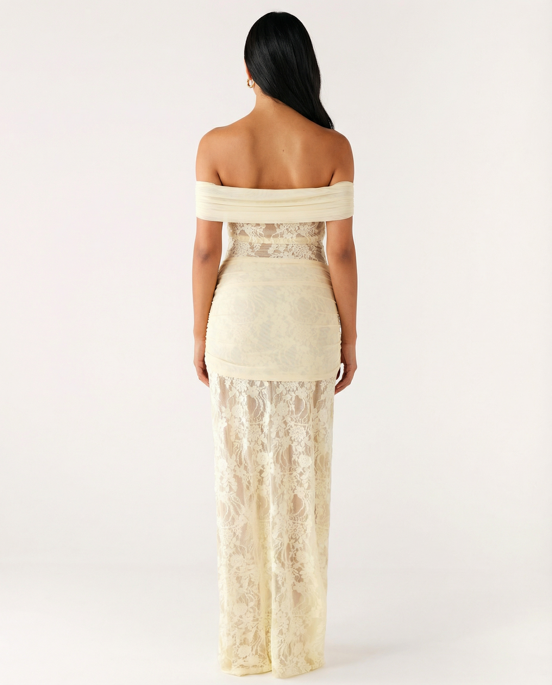 Off-Shoulder Lace Maxi Dress