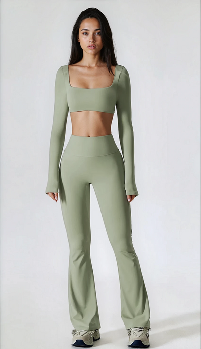 Sofia Flared Legging with Scrunch | Sage