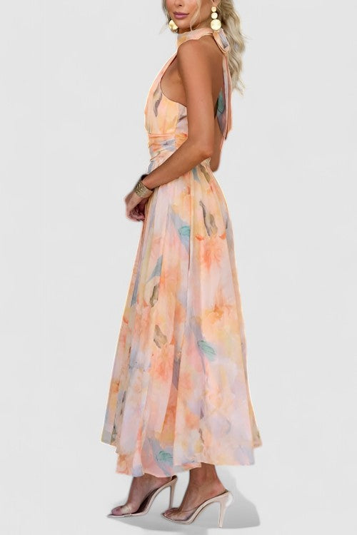 Floral Halter Maxi Dress