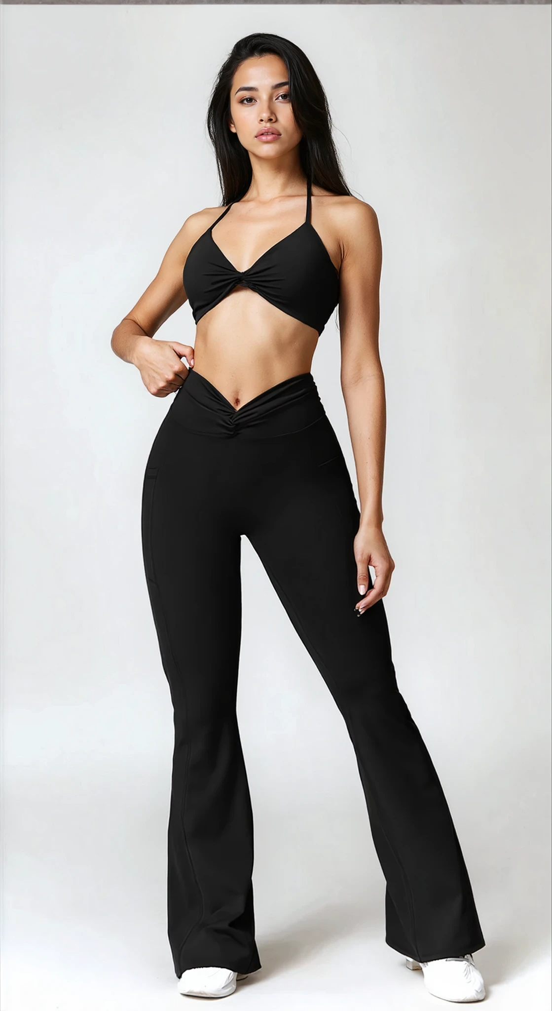 Emma Olivia Flared Legging with Scrunch | Black