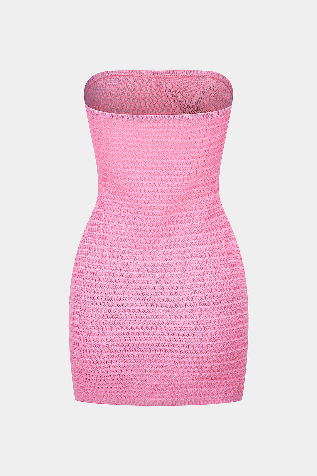 Knit Contrast Floral Strapless Sleeveless Mini Dress