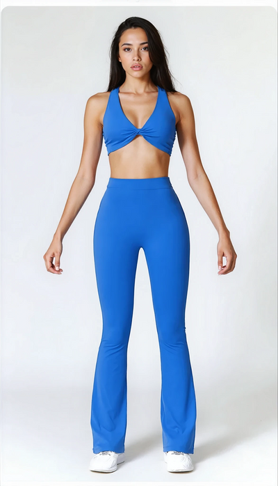 Madison Flared Legging with Scrunch | Electric Blue