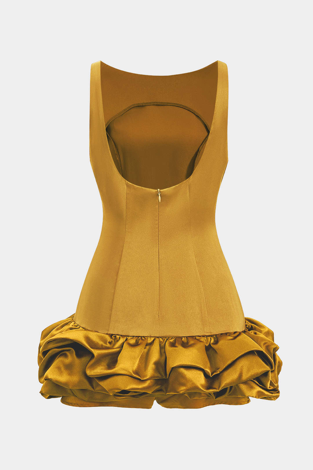 Satin Ruched Hem Sleeveless Mini Dress