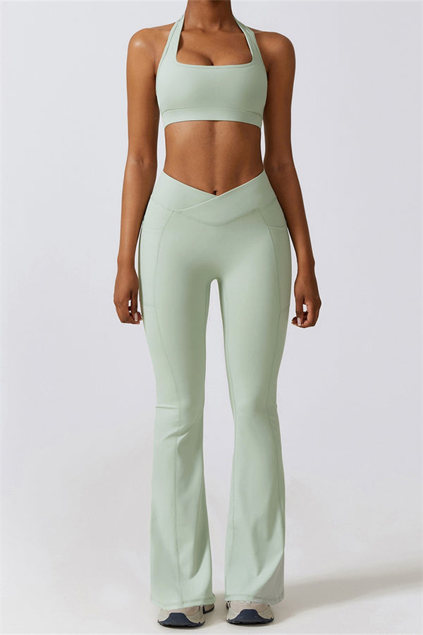 Elara Flared Legging with Scrunch | Storm Blue