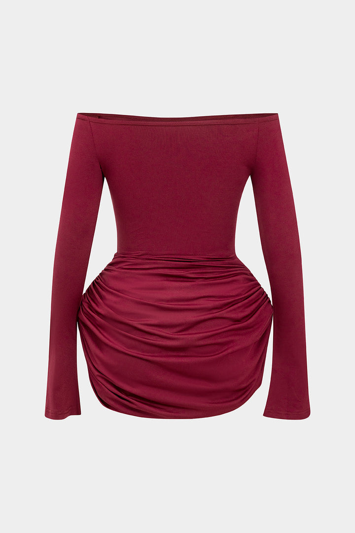 Ruched Off-Shoulder Mini Dress