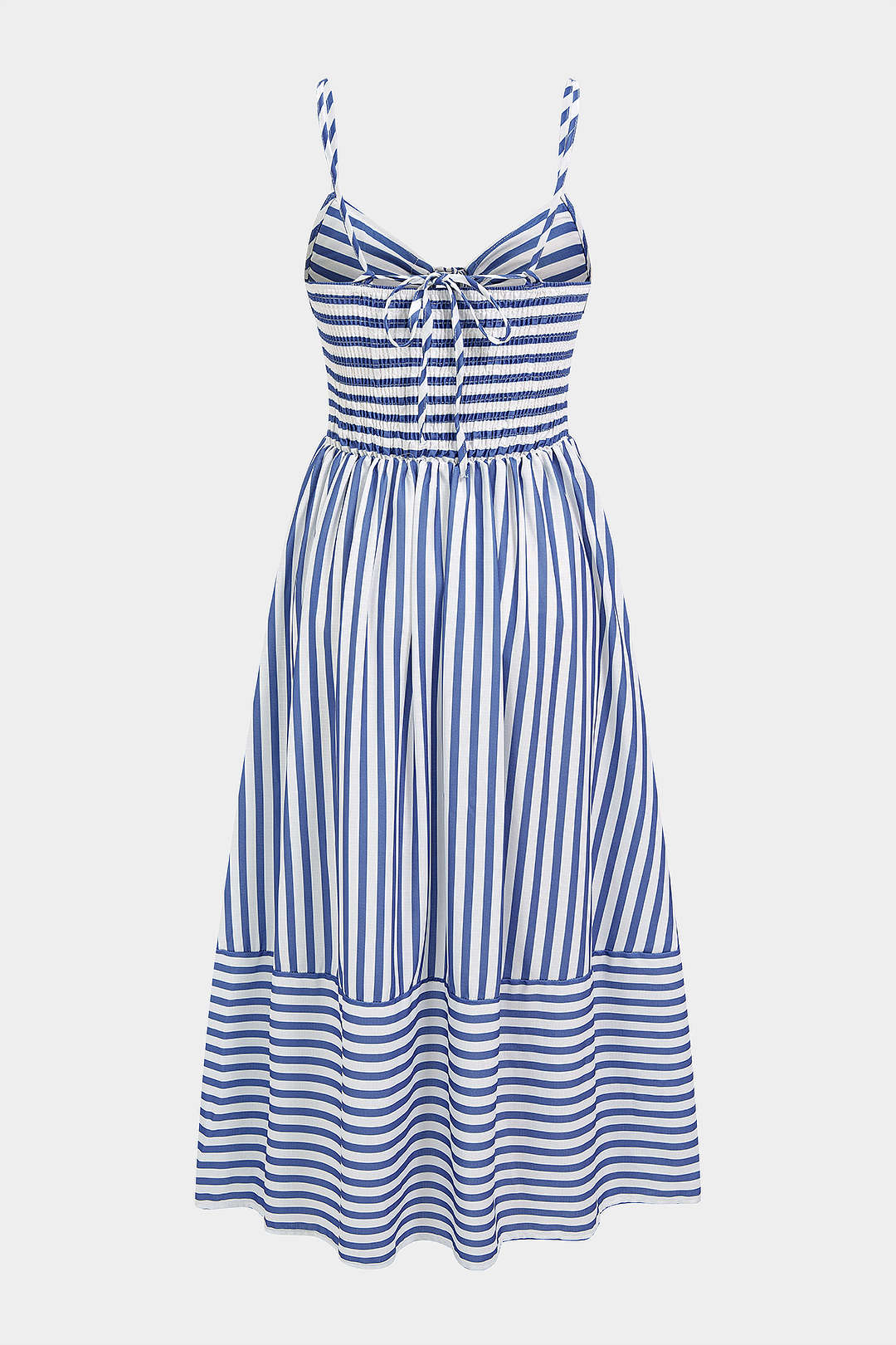 Stripes Print V-Neck Tie-Up Slip Sleeveless Maxi Dress