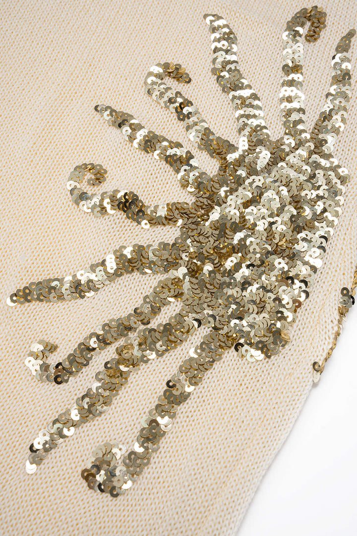 Open Knit Sequin Crossed Backless Sleeveless Maxi Dress