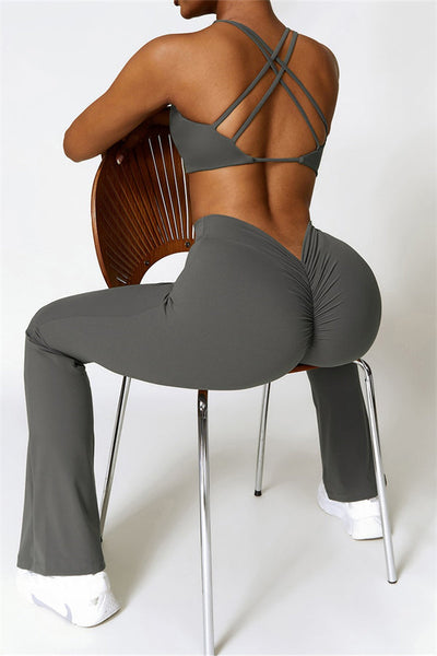Madison Flared Legging with Scrunch | Stone