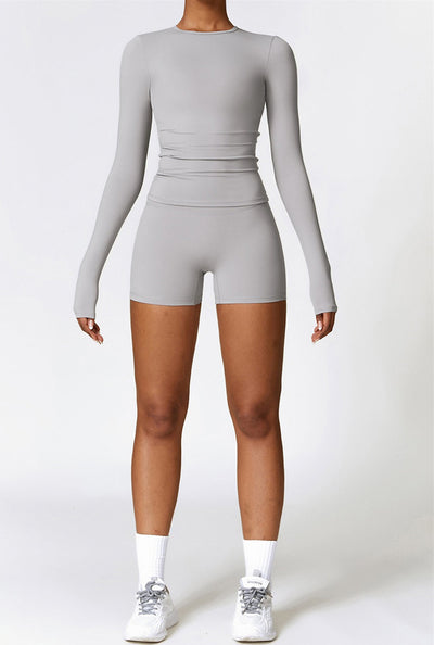 Lila Long Sleeve Top | Light Grey
