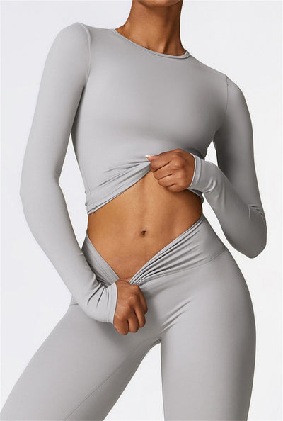 Lila Long Sleeve Top | Light Grey