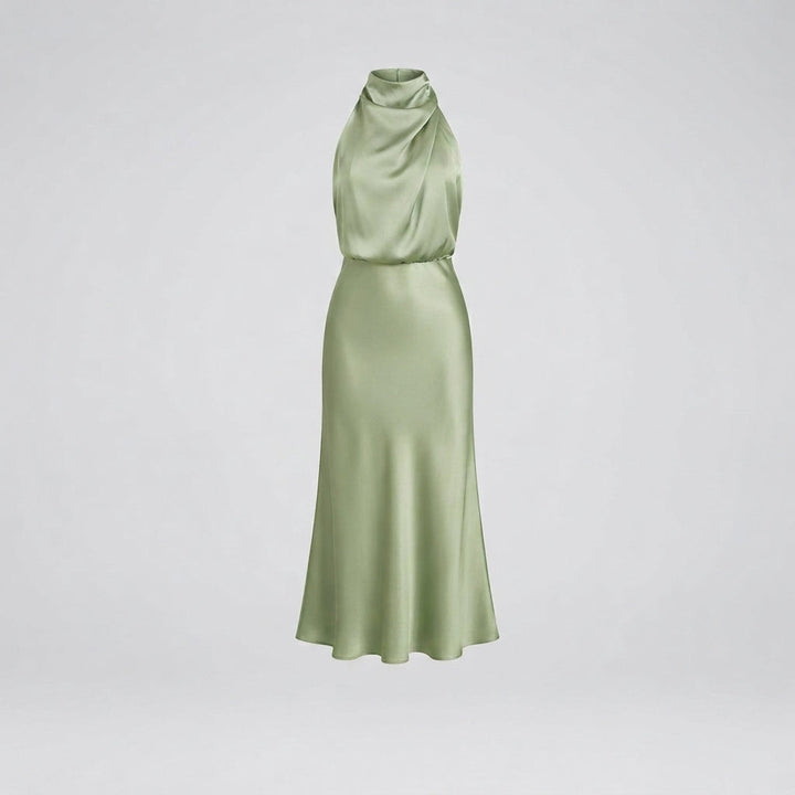 Satin Cowl Neck Maxi Dress