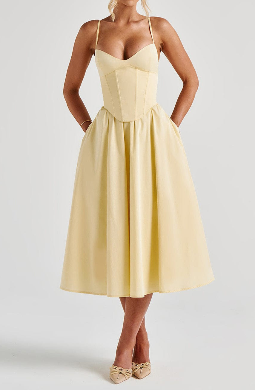 Ruby | Women's Race Day A-Line Corset Midi Dress